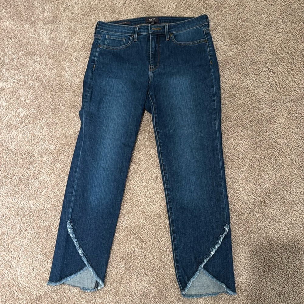 NYDJ Women's Blue Jeans with Frayed Hem